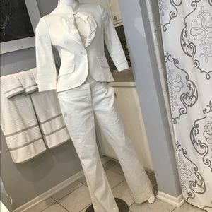 White stretch linen Bebe suit. Partial NWT